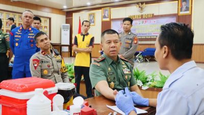 Hari Bhayangkara ke-79: Polres Bone Bersama Pemda, TNI, dan Bhayangkari Gelar Aksi Donor Darah